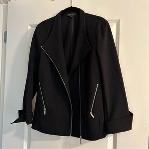 Lafayette 148 New York black asymmetrical stretch moto-style jacket— Size 8